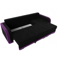 Угловой диван Марсель (микровельвет чёрный фиолетовый) - Изображение 3